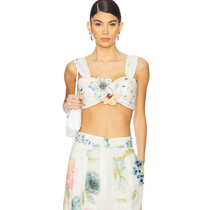 La Fuori Blossom Belle Pleated Crop Top