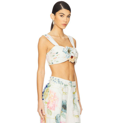 La Fuori Blossom Belle Pleated Crop Top