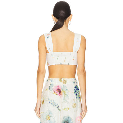 La Fuori Blossom Belle Pleated Crop Top