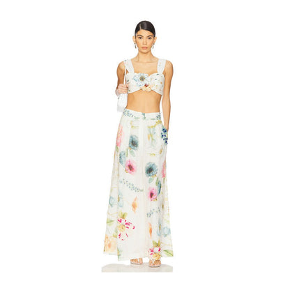 La Fuori Blossom Belle Pleated Crop Top