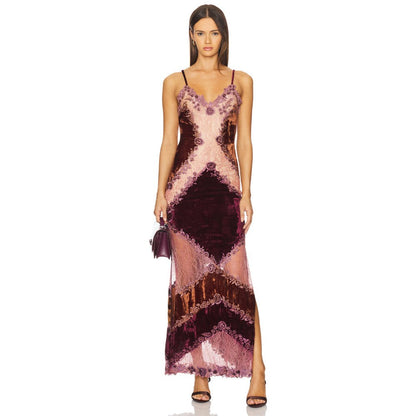 La Fuori Julia Purple Lace Slip Dress
