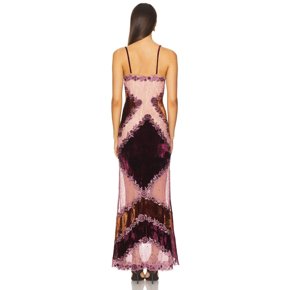 La Fuori Julia Purple Lace Slip Dress