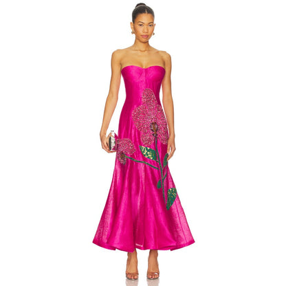 La Fuori Orchid Embroidered Gown