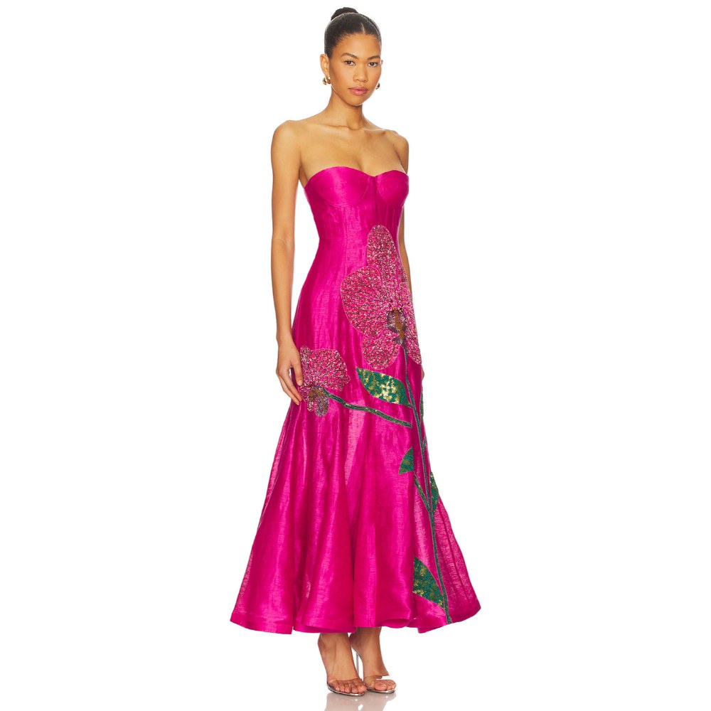 La Fuori Orchid Embroidered Gown