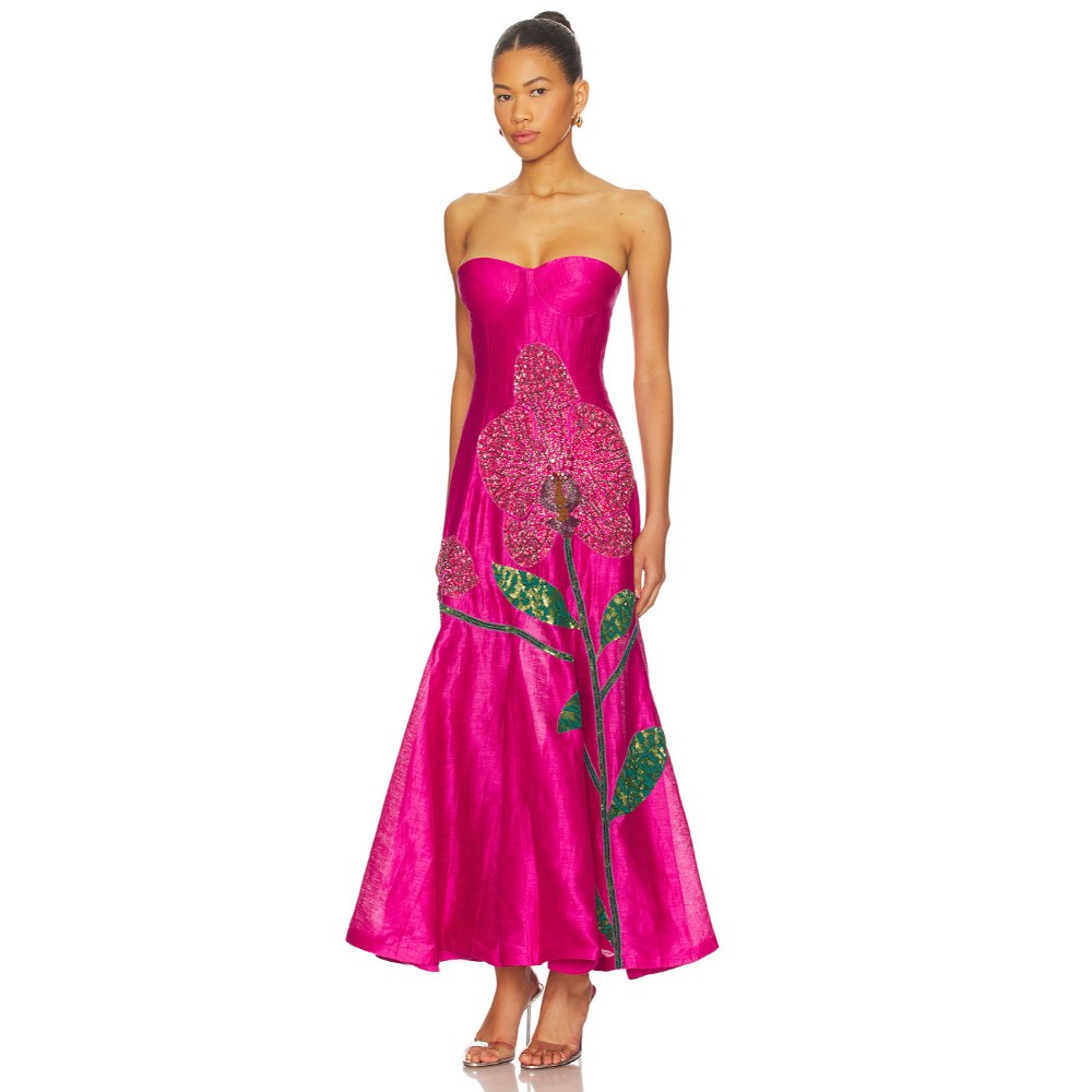 La Fuori Orchid Embroidered Gown