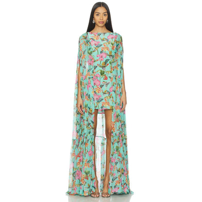 La Fuori Teal Orchid Bouquet Dress