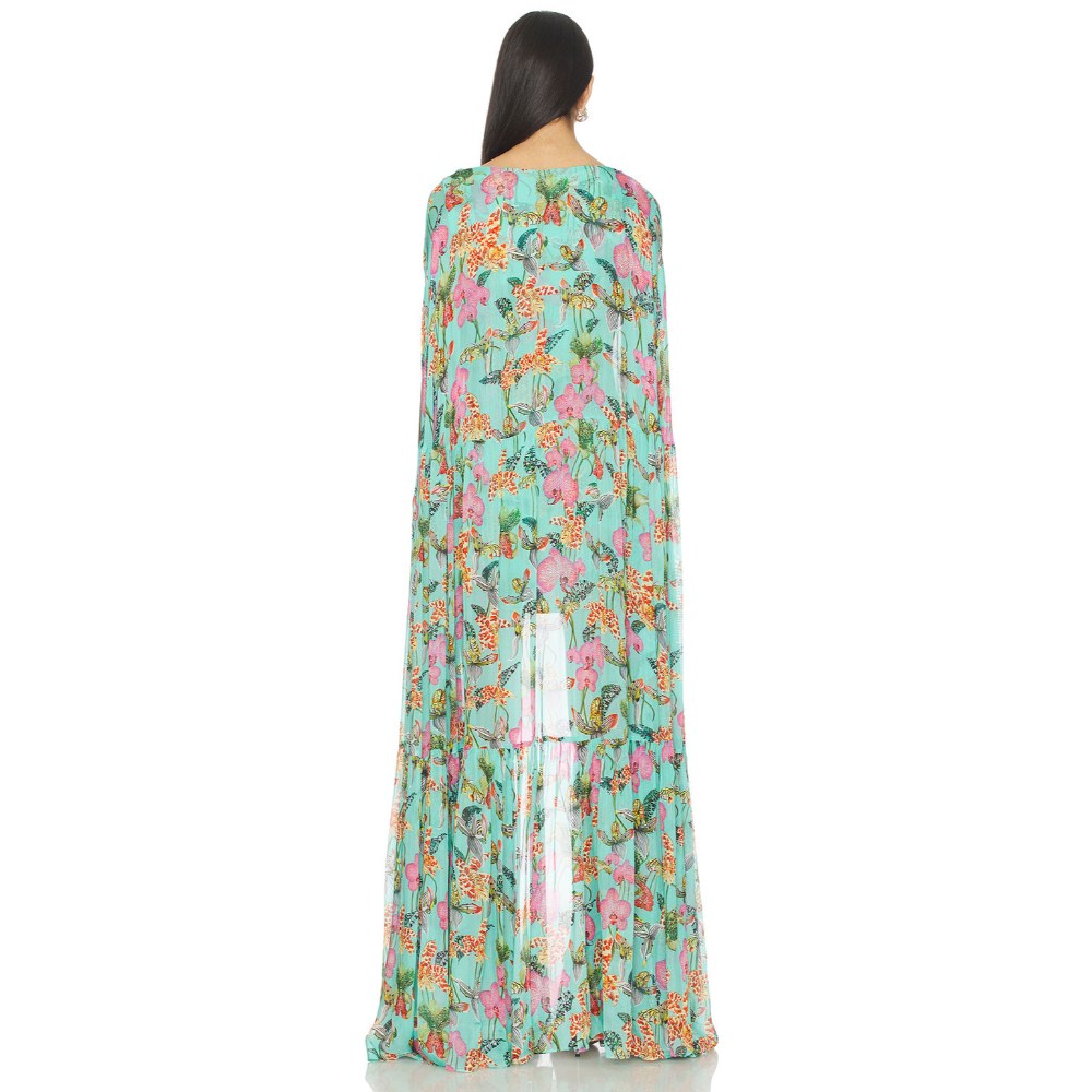La Fuori Teal Orchid Bouquet Dress