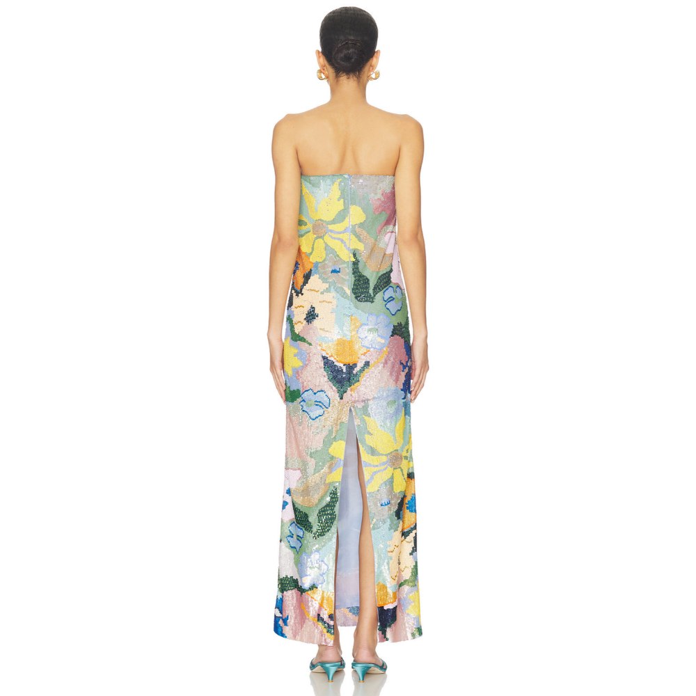 La Fuori Floral Jacquard Embroidered Gown