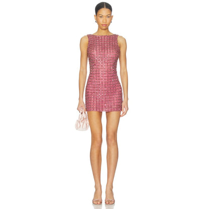 La Fuori Crystal Rose Embroidered Dress