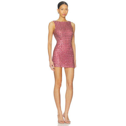 La Fuori Crystal Rose Embroidered Dress