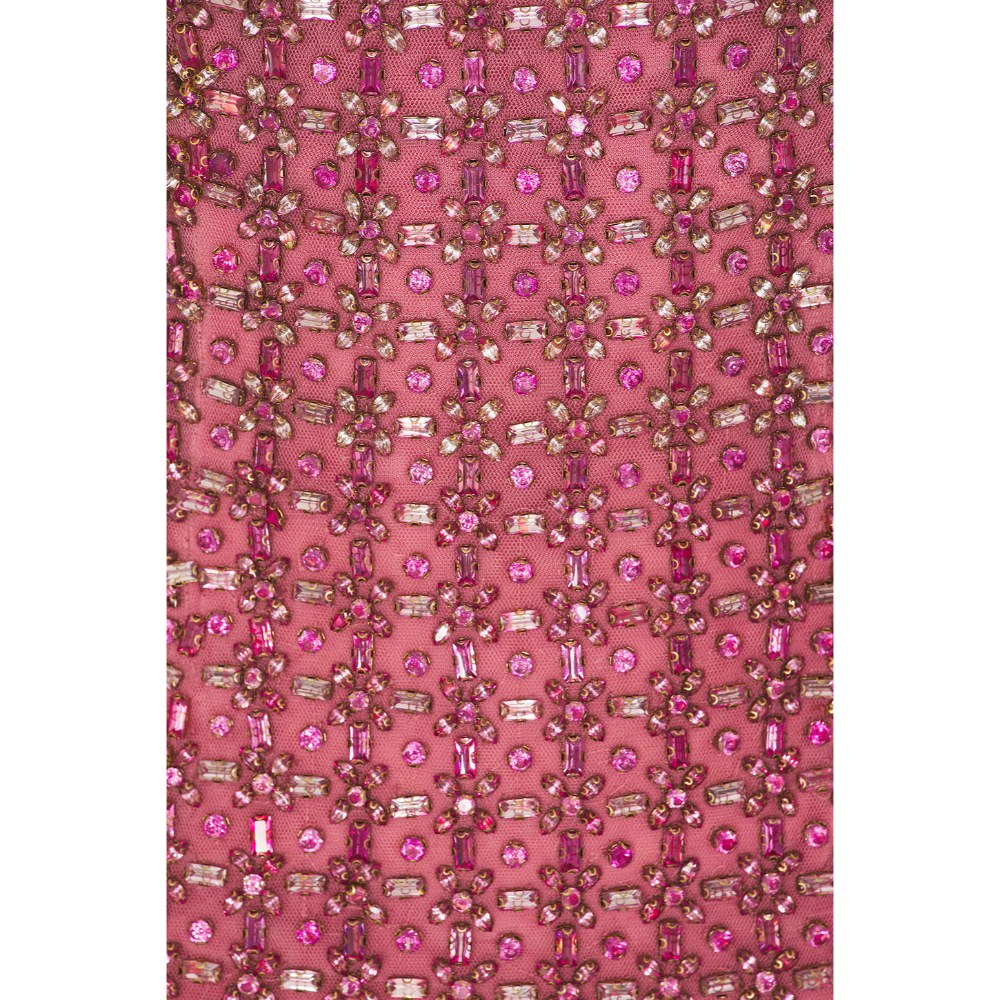 La Fuori Crystal Rose Embroidered Dress