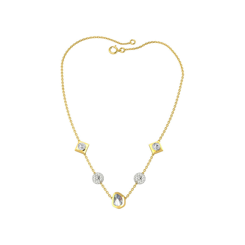 La marque-M White Polki Diamond Chain Necklace