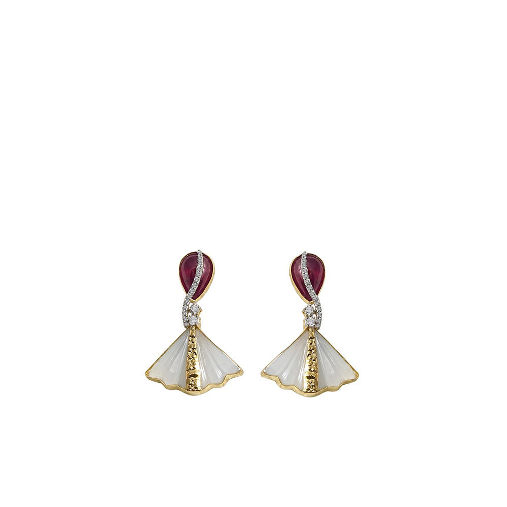La marque-M Red Leafy Gold Earrings