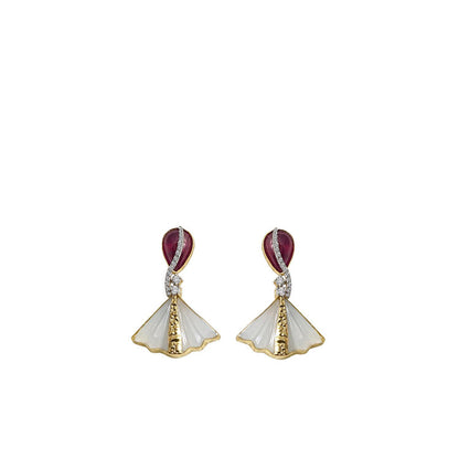 La marque-M Red Leafy Gold Earrings
