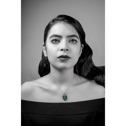 La marque-M Green Natural Leaf Diamond Necklace