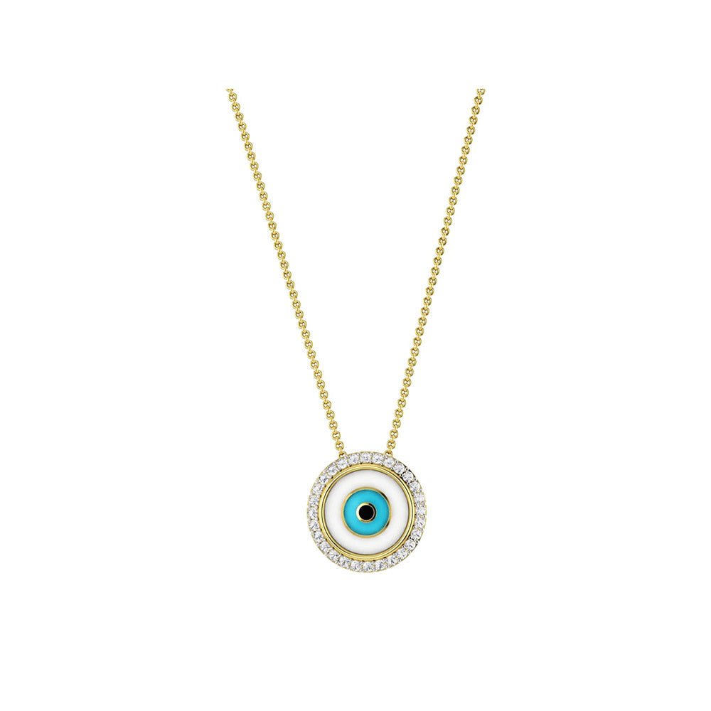 La marque-M White Round Evil Eye Necklace