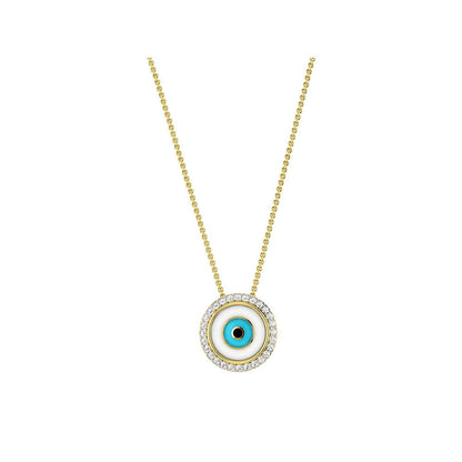La marque-M White Round Evil Eye Necklace