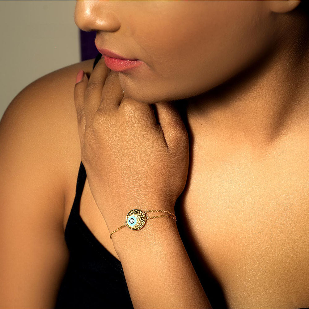 La marque-M White Hammered Bracelet