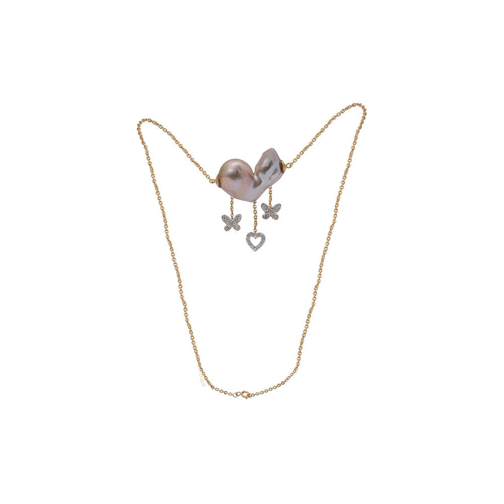 La marque-M White Full Of Love Pearl Diamond Necklace