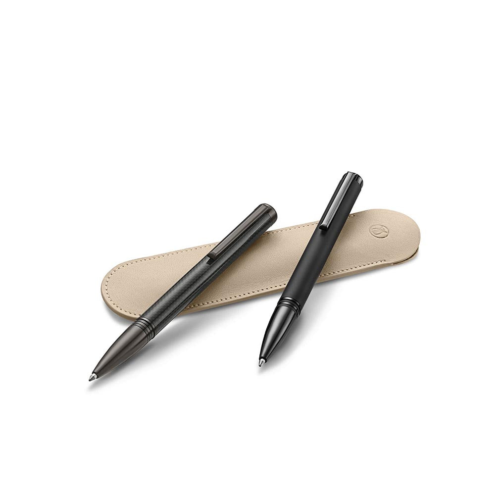 Lapis Bard Contemporary Torque Ballpoint Pen - Matte Black with Shiny Black Trim