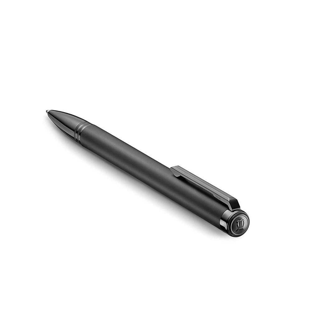 Lapis Bard Contemporary Torque Ballpoint Pen - Matte Black with Shiny Black Trim