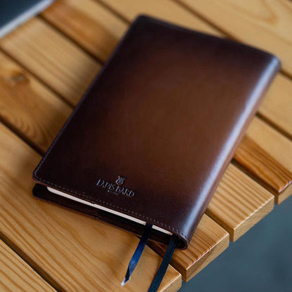 Lapis Bard A5-Size Leather Notebook Jacket - Cognac