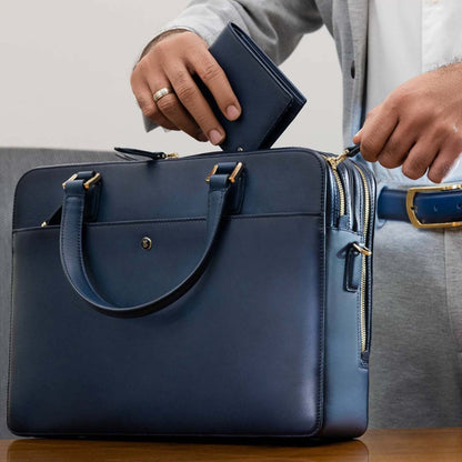Lapis Bard Ducorium Chester Slim 14Inch Laptop Business Bag - Blue