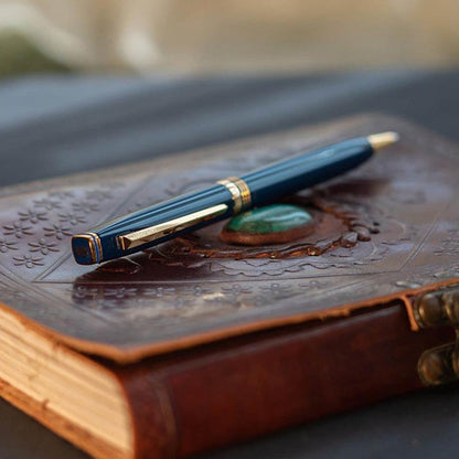 Lapis Bard Contemporary Ballpoint Pen Blue With Gold Trims