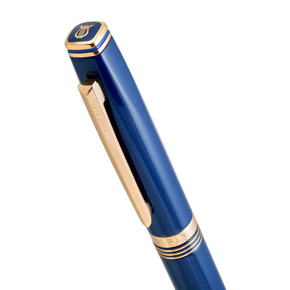 Lapis Bard Gift Set Contemporary Gold Trims Ballpoint Pen With Ducorium Wallet Blue With Gold Trim