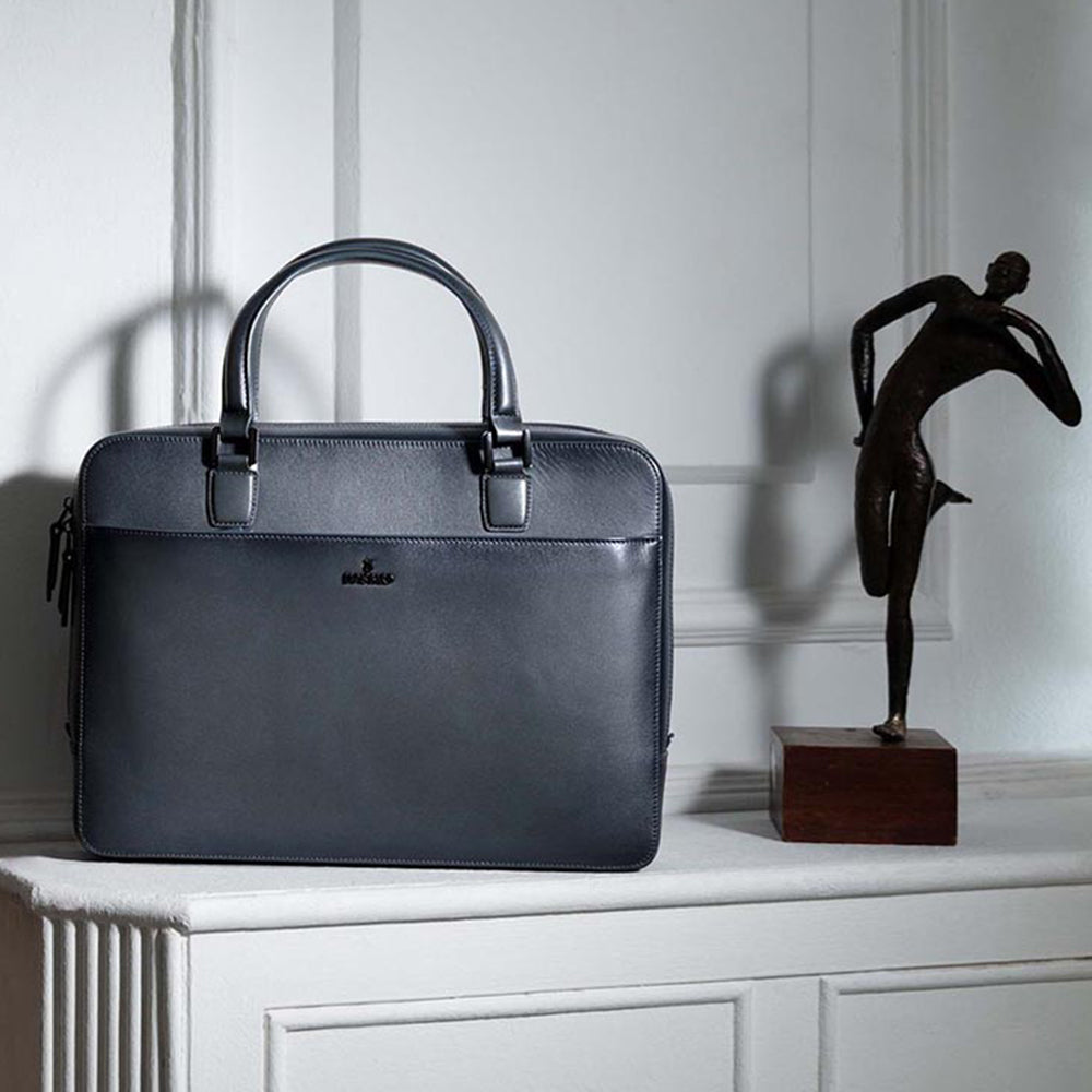 Lapis Bard Ducorium Leather Spencer 14-inch Laptop Briefcase Graphite