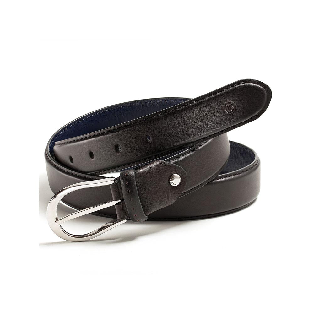 Lapis Bard Black Sullivan Silver 35mm Buckle With Two Tone Leather Belt