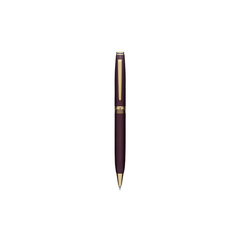Lapis Bard Contemporary Bordeaux Ballpoint Pen - Gold Trims