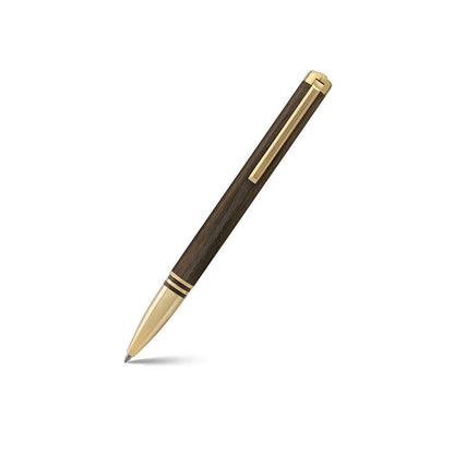 Lapis Bard Contemporary Torque Hickory Ballpoint Pen - Brown with Gold Trims