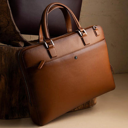 Lapis Bard Ducorium Spencer 15-Inch Slim Laptop Business Bag - Cognac