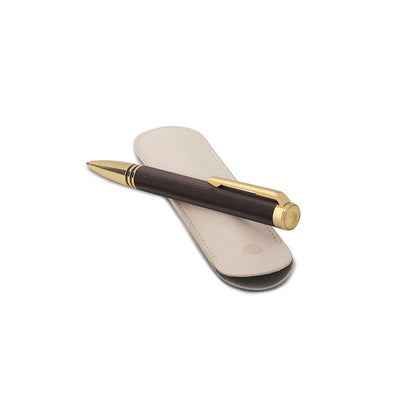 Lapis Bard Torque Artis Leather Ballpoint Pen - Brown with Gold Trims