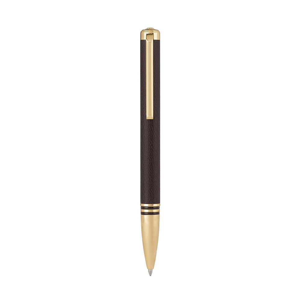 Lapis Bard Torque Artis Leather Ballpoint Pen - Brown with Gold Trims