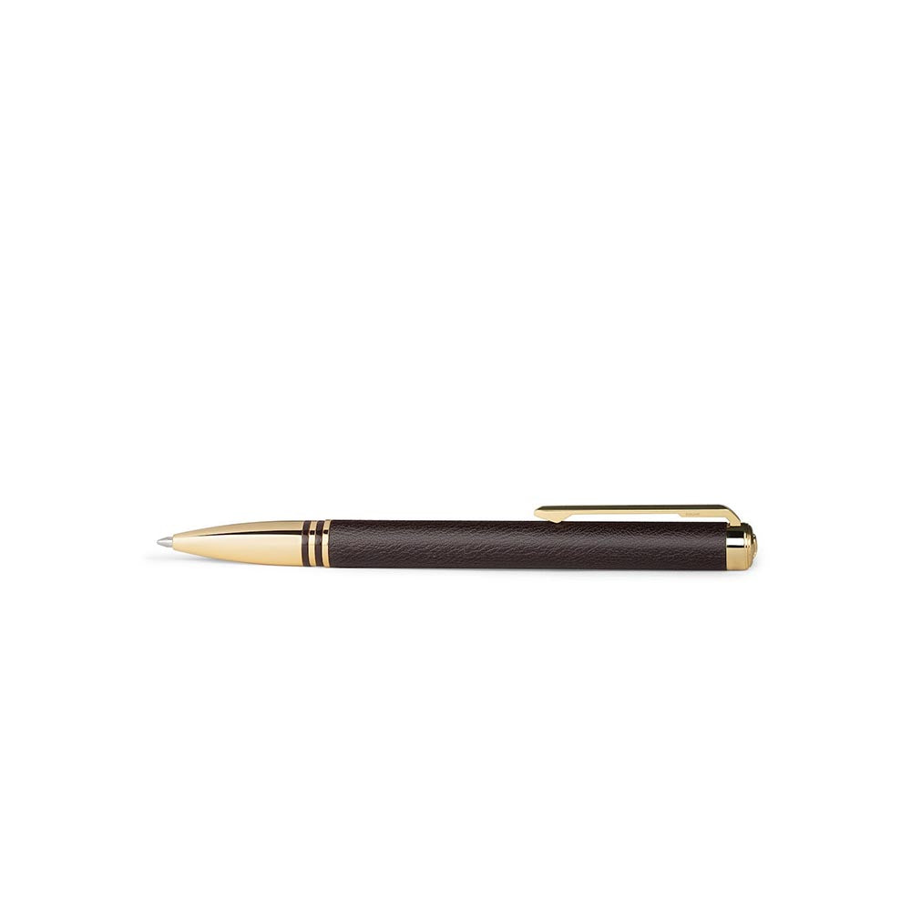 Lapis Bard Torque Artis Leather Ballpoint Pen - Brown with Gold Trims
