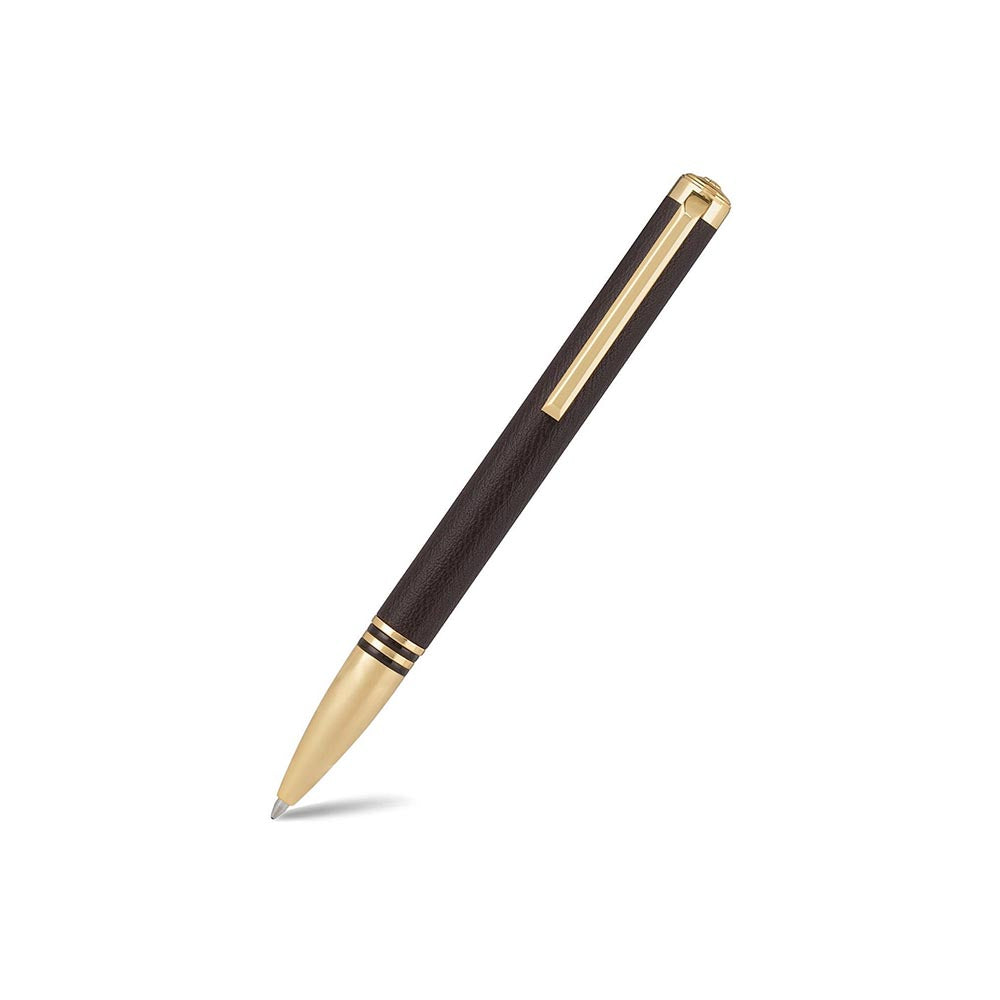 Lapis Bard Torque Artis Leather Ballpoint Pen - Brown with Gold Trims