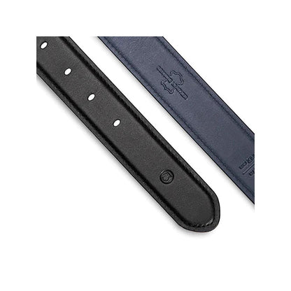 Lapis Bard Black Southwark Vintage Leather Reversible Belt with Skeleton Buckle