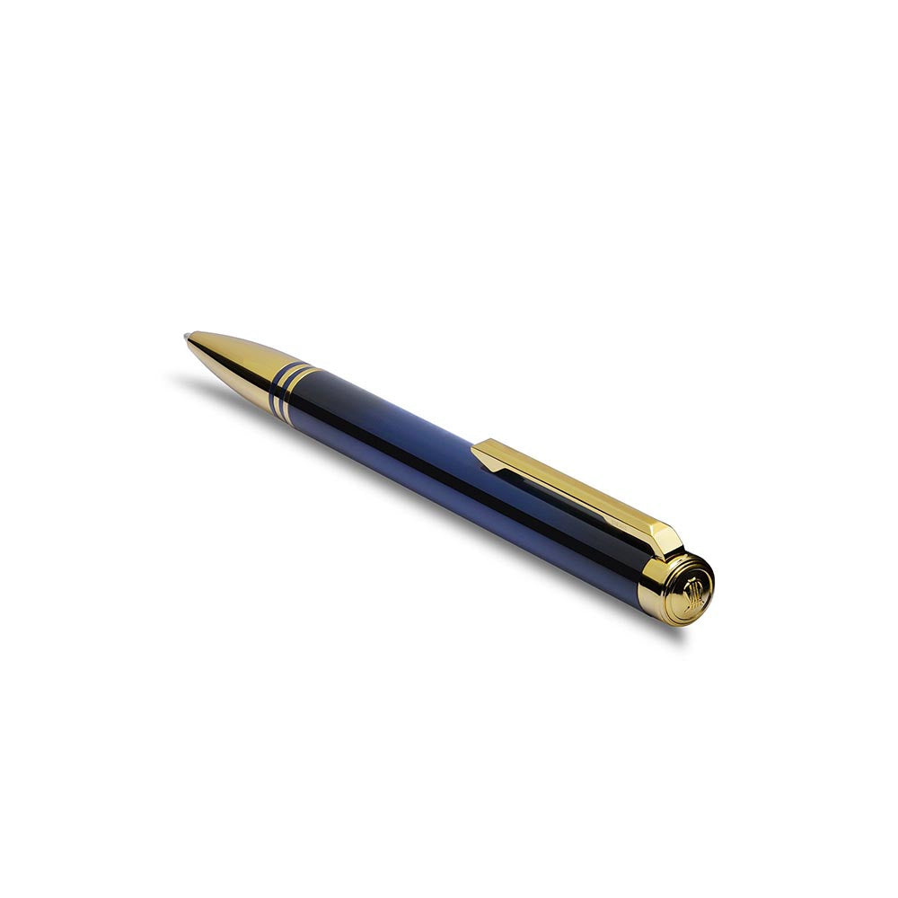 Lapis Bard Contemporary Torque Ballpoint Pen - Blue with Gold Trims