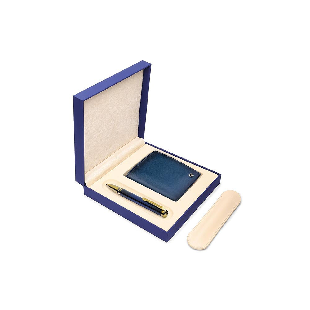 Lapis Bard Gift Set Blue Torque Ball Pen with Ducorium Business Card Holder