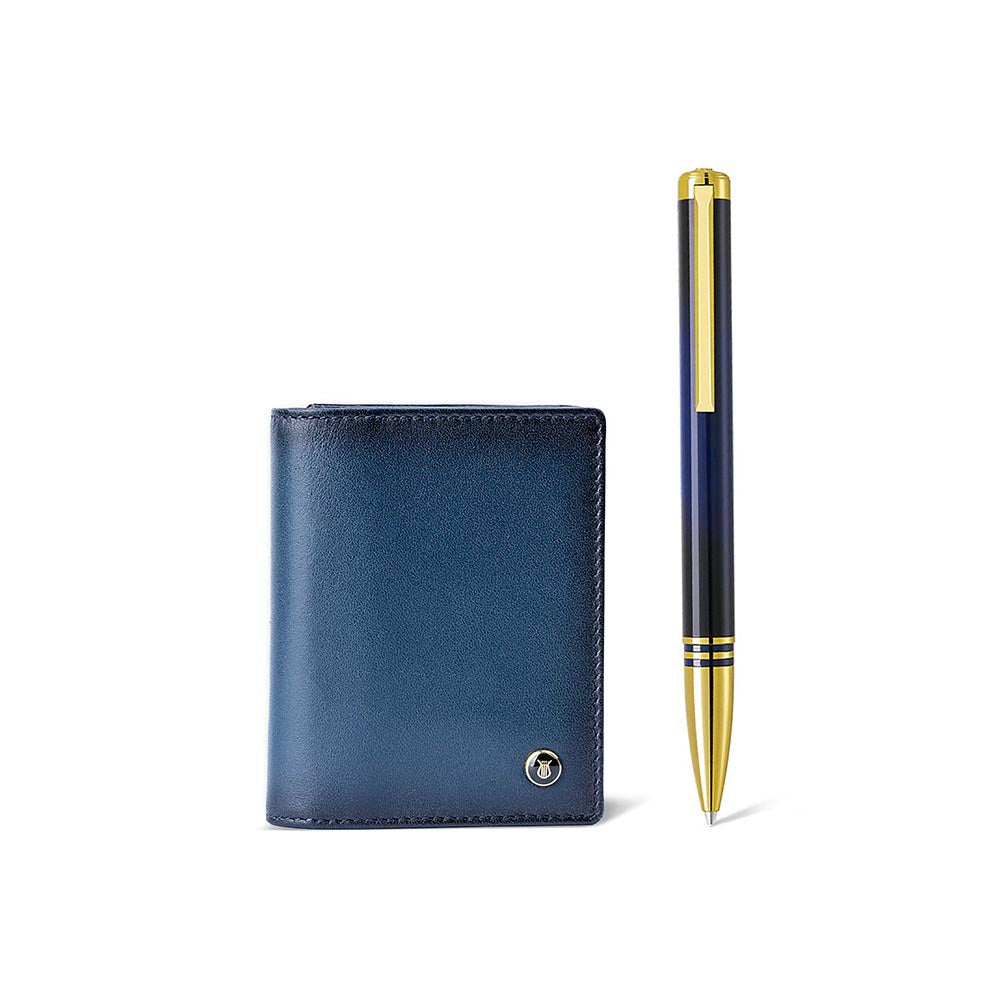 Lapis Bard Gift Set Blue Torque Ball Pen with Ducorium Business Card Holder