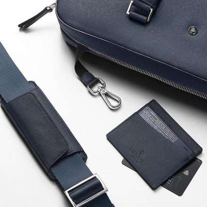 Lapis Bard Navy Stanford Austin 14-inch Slim Laptop Bag with Detachable Belt
