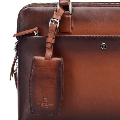 Lapis Bard Ducorium Leather Chester Slim 14-inch Chrome Trims Laptop Bag with Detachable Belt