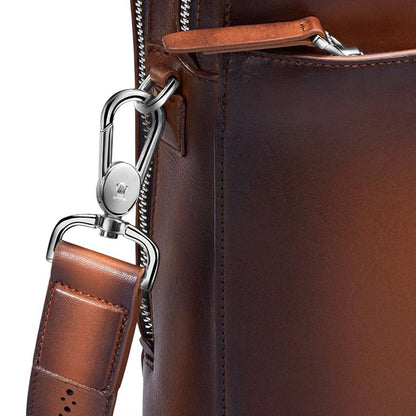 Lapis Bard Ducorium Leather Chester Slim 14-inch Chrome Trims Laptop Bag with Detachable Belt