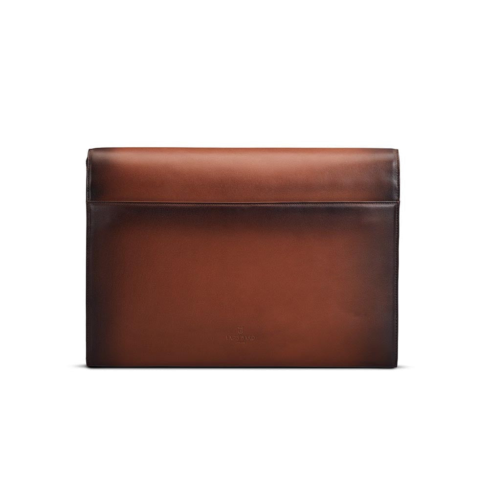 Lapis Bard Ducorium Leather Bexley 13-inch Chrome Trims Laptop Sleeve with Detachable Belt