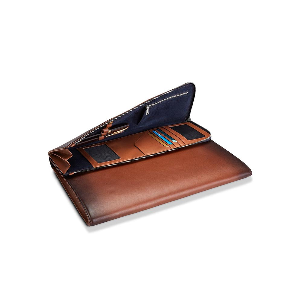 Lapis Bard Ducorium Leather Bexley 13-inch Chrome Trims Laptop Sleeve with Detachable Belt