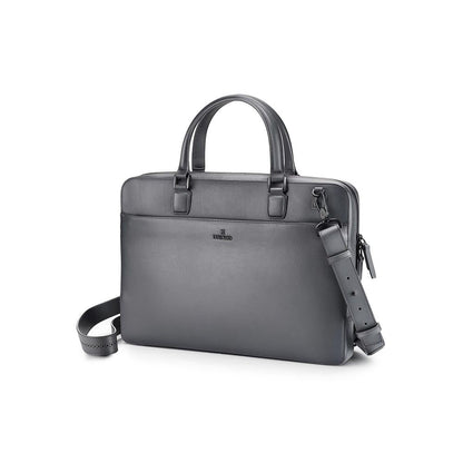 Lapis Bard Ducorium Leather Spencer 15-inch Laptop Briefcase - Graphite with Detachable Belt