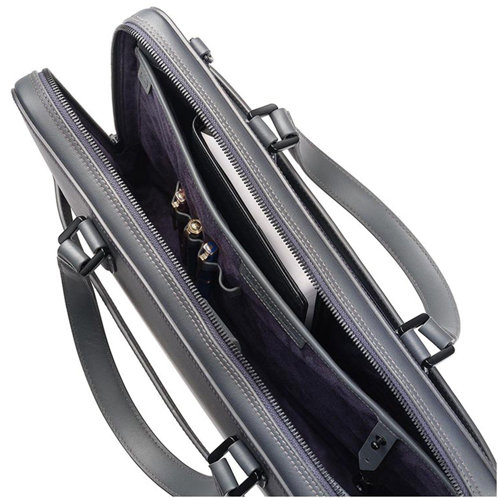 Lapis Bard Ducorium Leather Spencer 15-inch Laptop Briefcase - Graphite with Detachable Belt