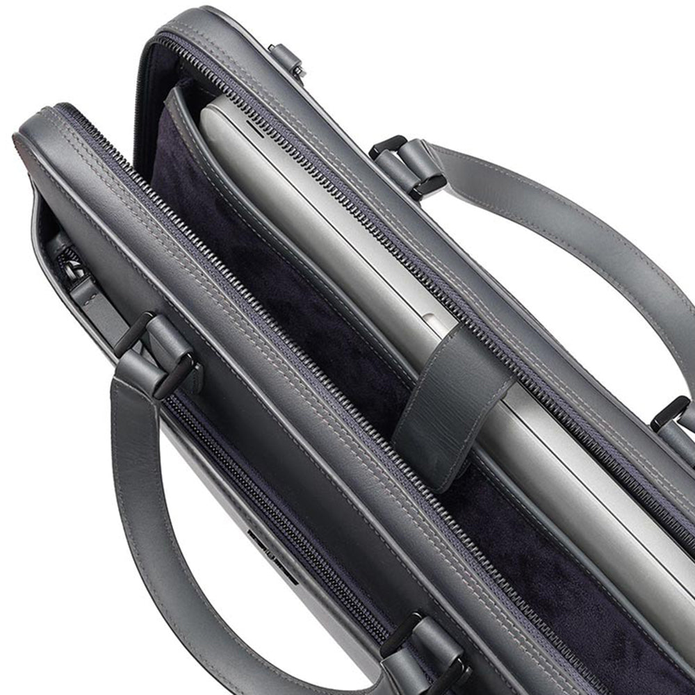 Lapis Bard Ducorium Leather Spencer 15-inch Laptop Briefcase - Graphite with Detachable Belt